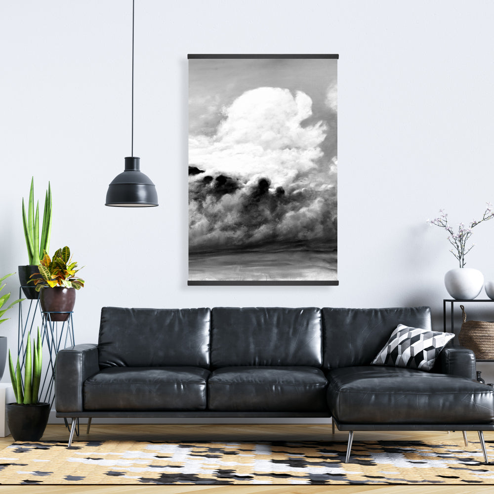 Clouds Mountains Landscape White Magnetic Canvas - Home Decor