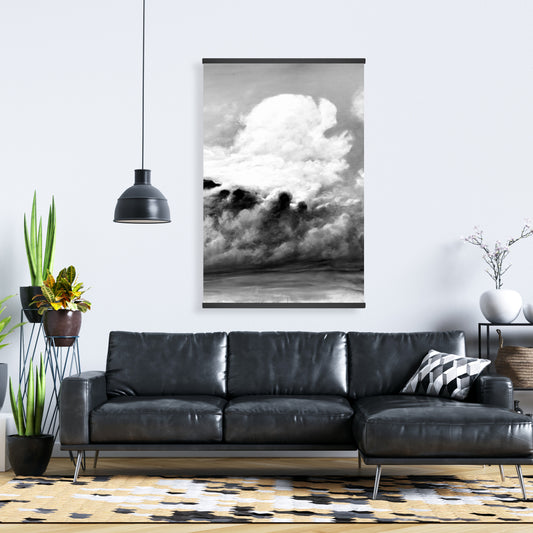 Toile magnétique blanche avec paysage de montagnes et de nuages - Décoration d'intérieur