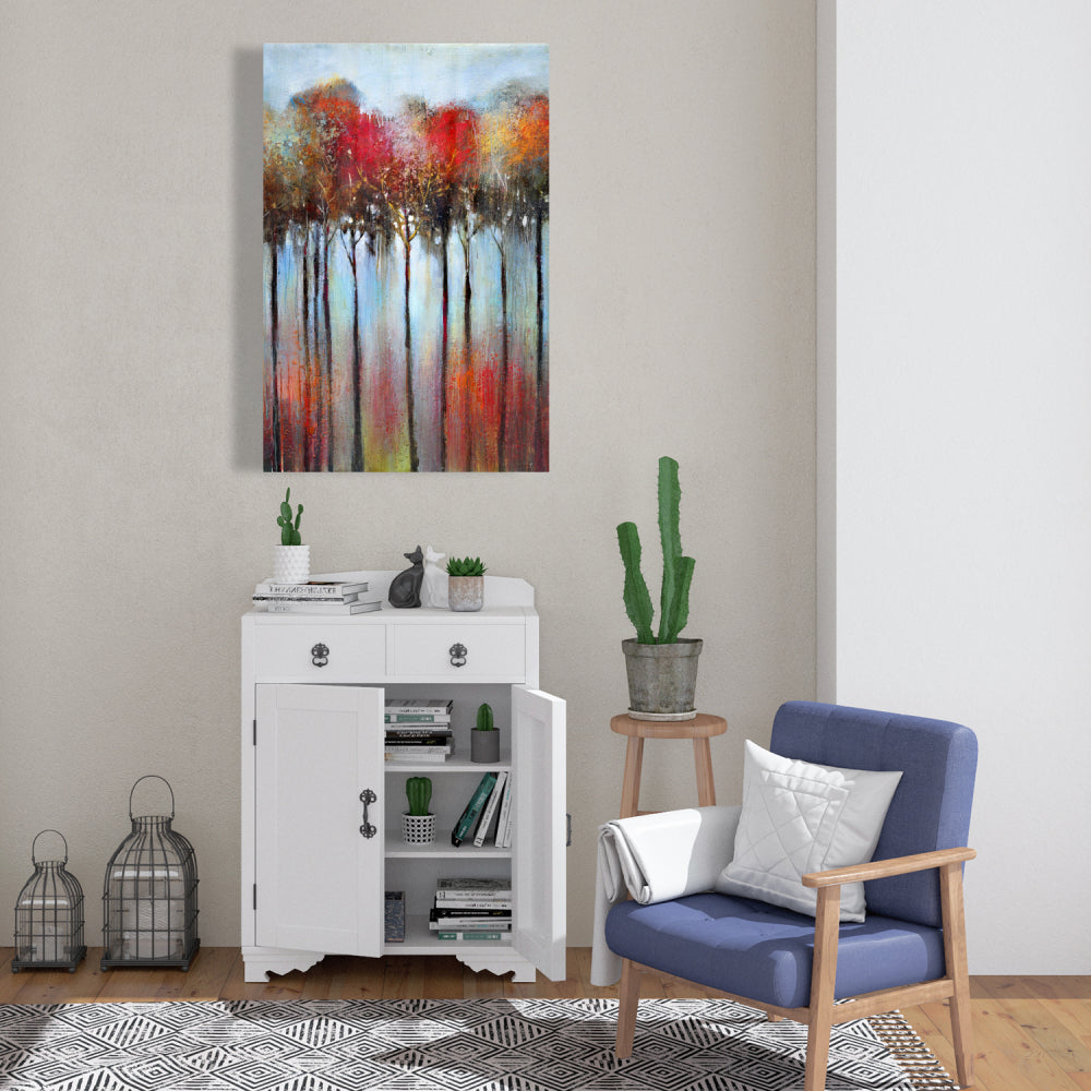 Abstract Forest Canvas - Blue Trees Bedroom Wall Art Decor