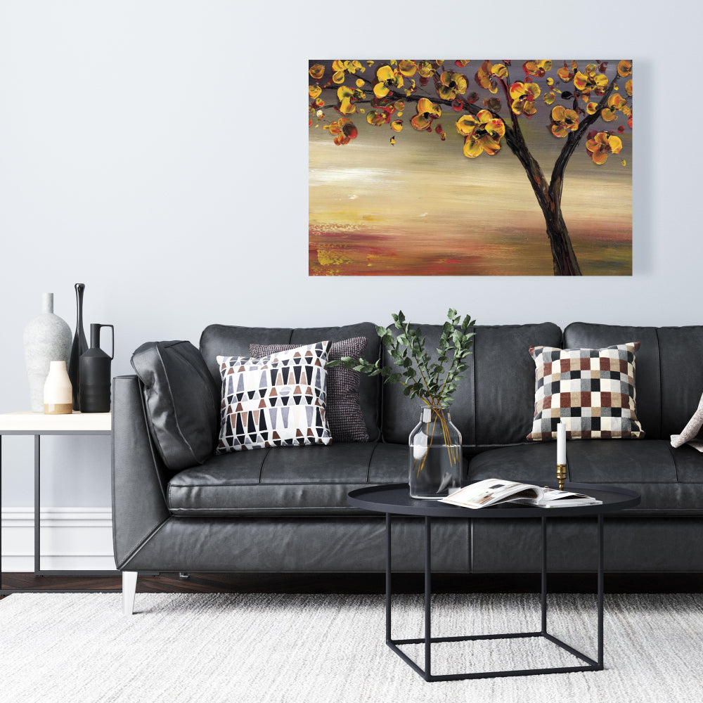 Fall Tree Canvas - Brown Contemporary Bedroom Home Decor