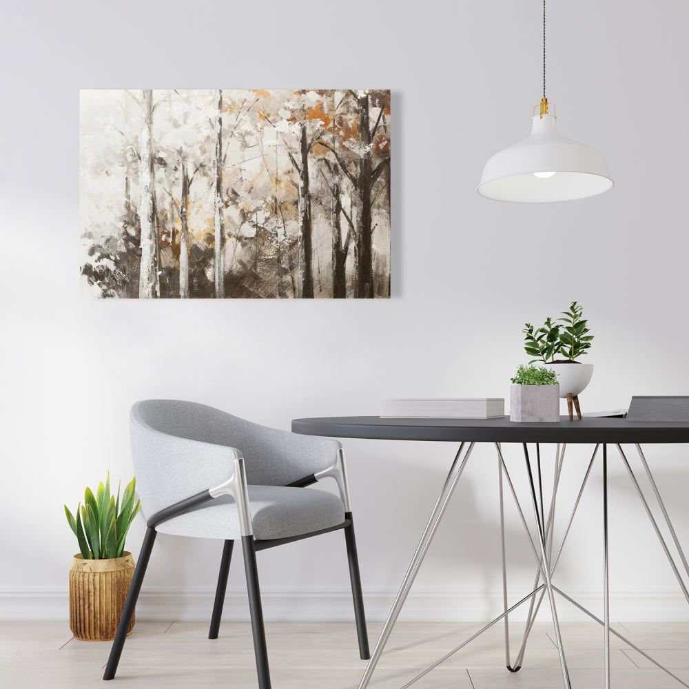 Abstract White Forest Brown Canvas | Landscape Tree Decor
