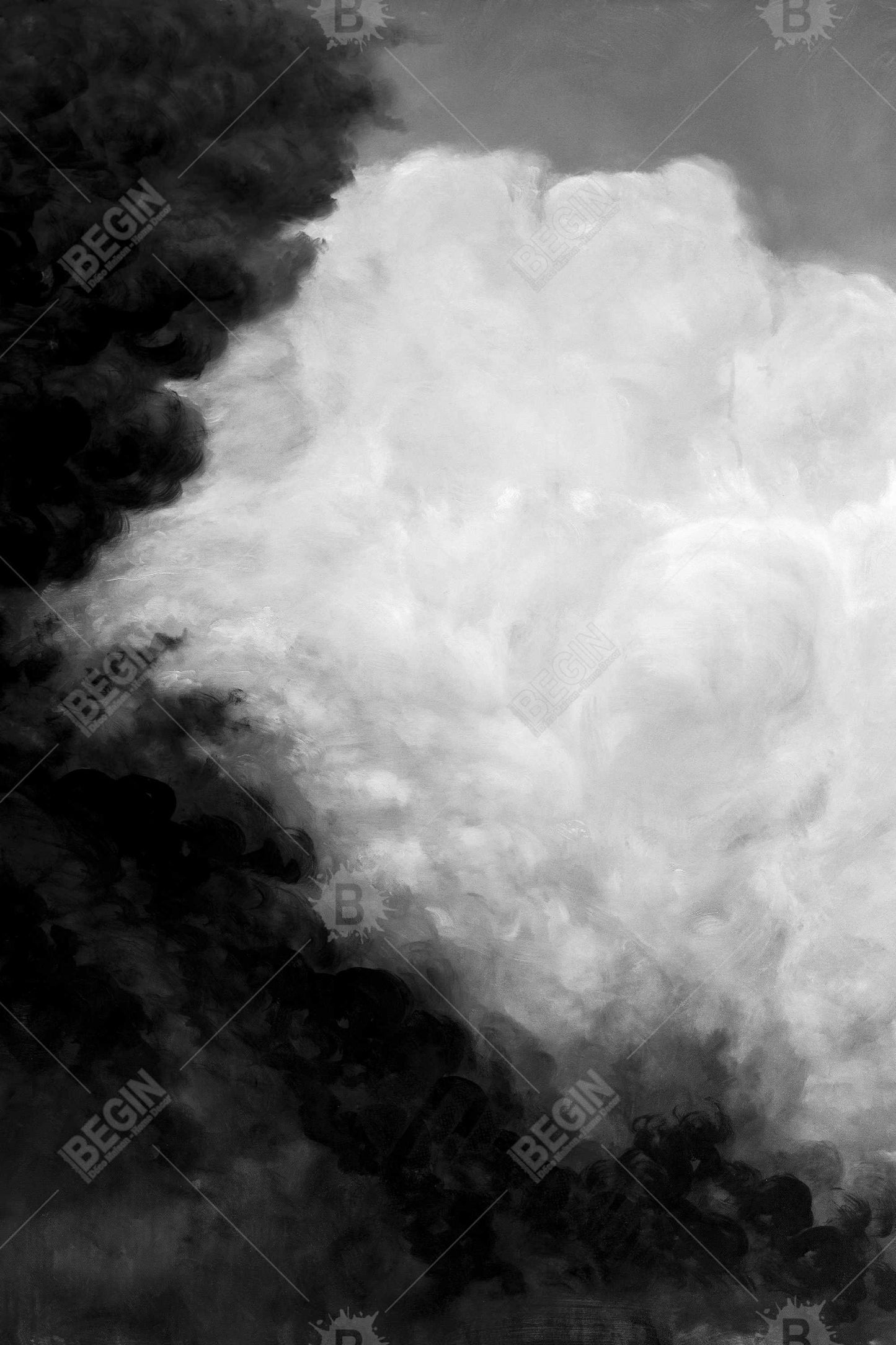 Dark Monochrome Clouds White Canvas | Bathroom Decor, Magnetic