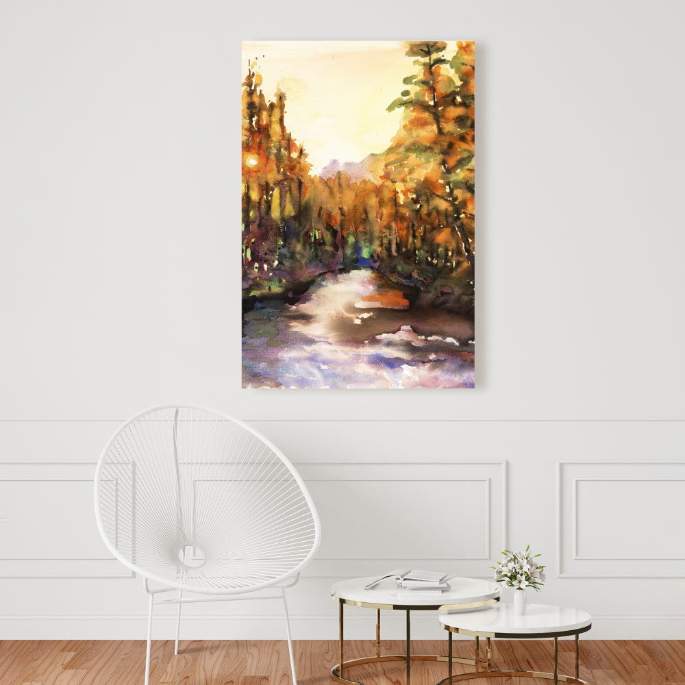 Toile de la rivière Merced | Paysages et arbres, art pour la décoration intérieure