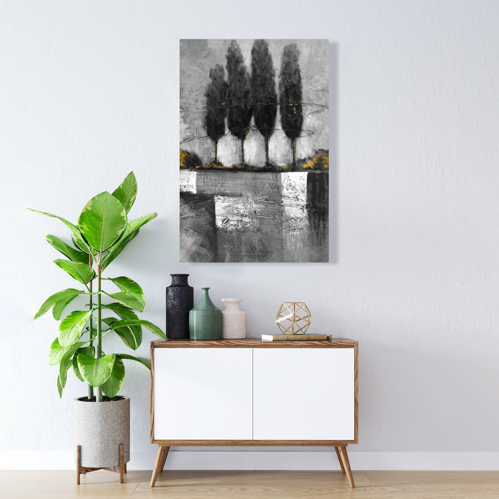 Industrial Landscape with Trees Canvas | Modern Home Decor