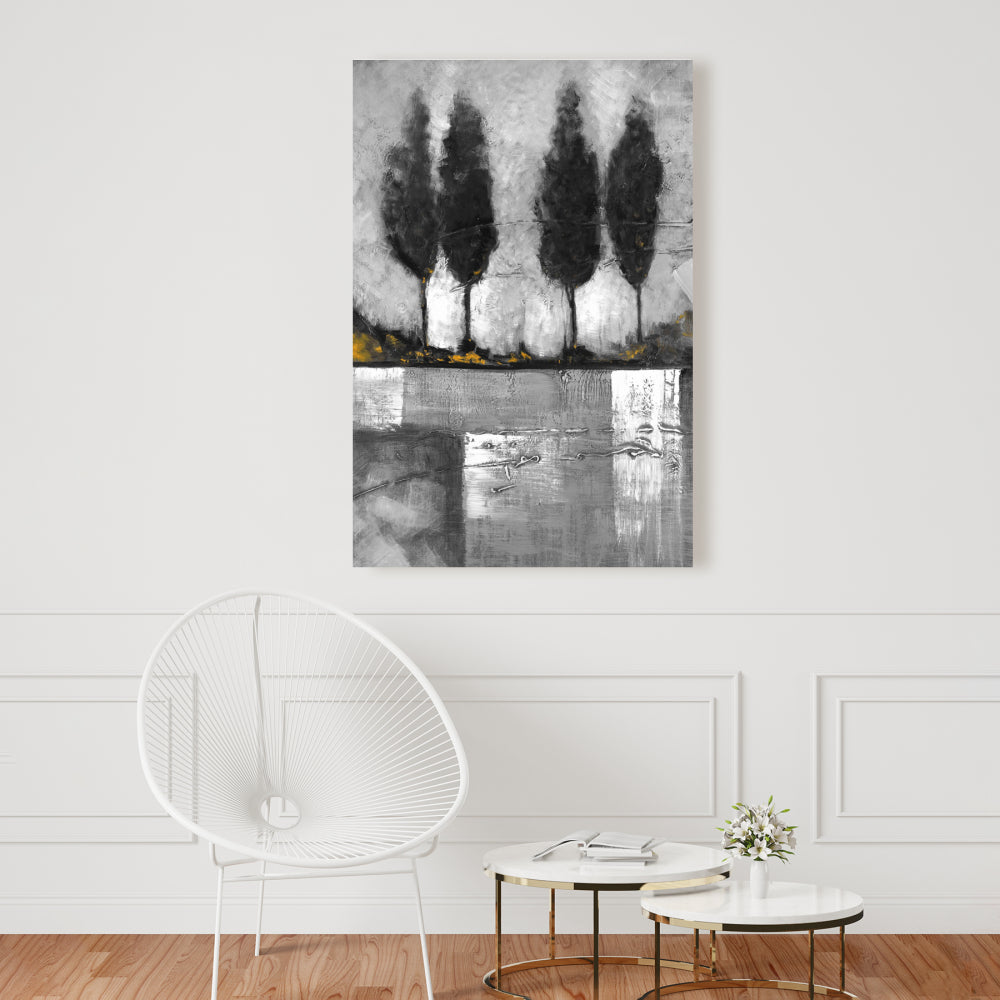 Grayscale Industrial Landscape Canvas - Gray Livingroom Decor