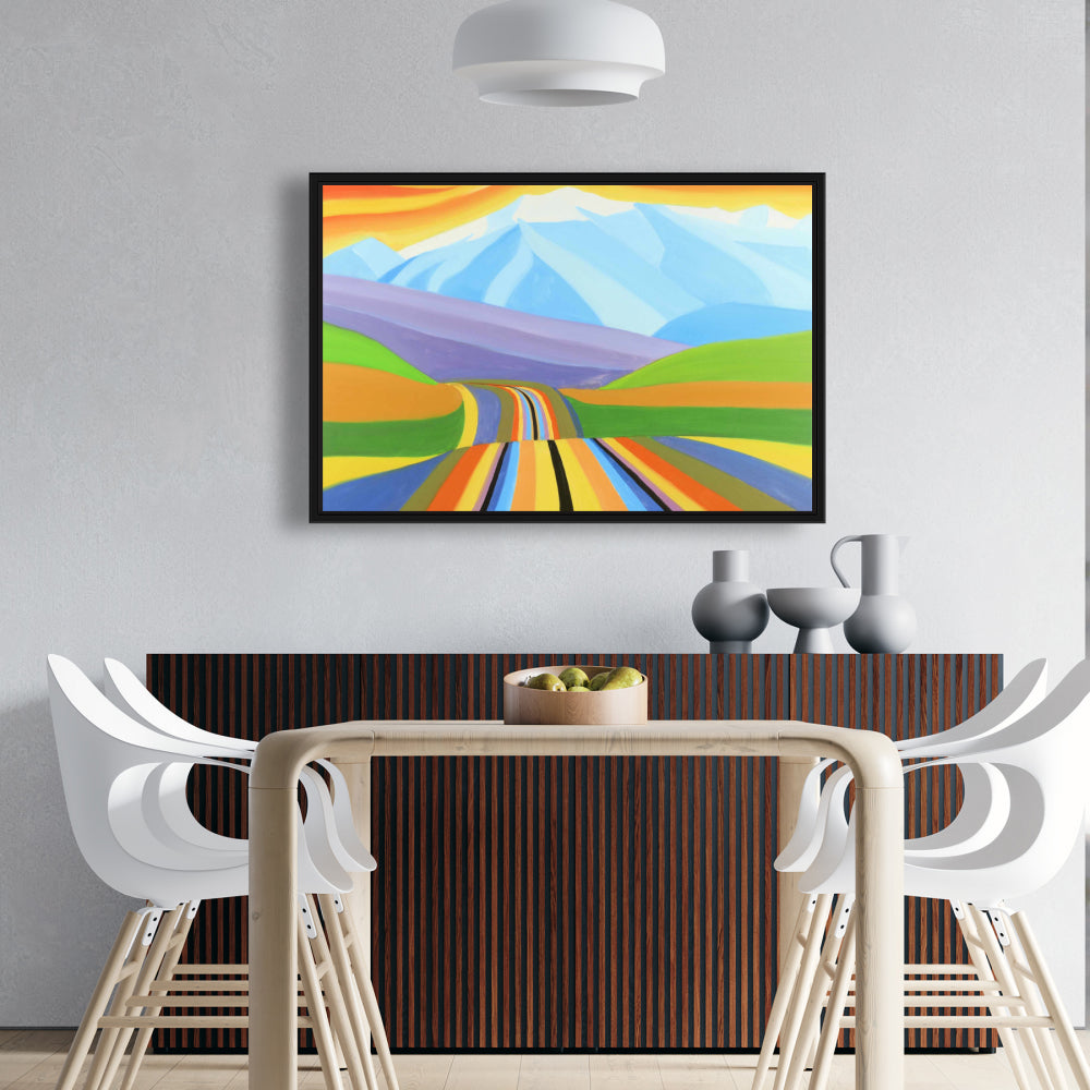 Mountain Road Multicolored Canvas | Blue Frame Home Decor
