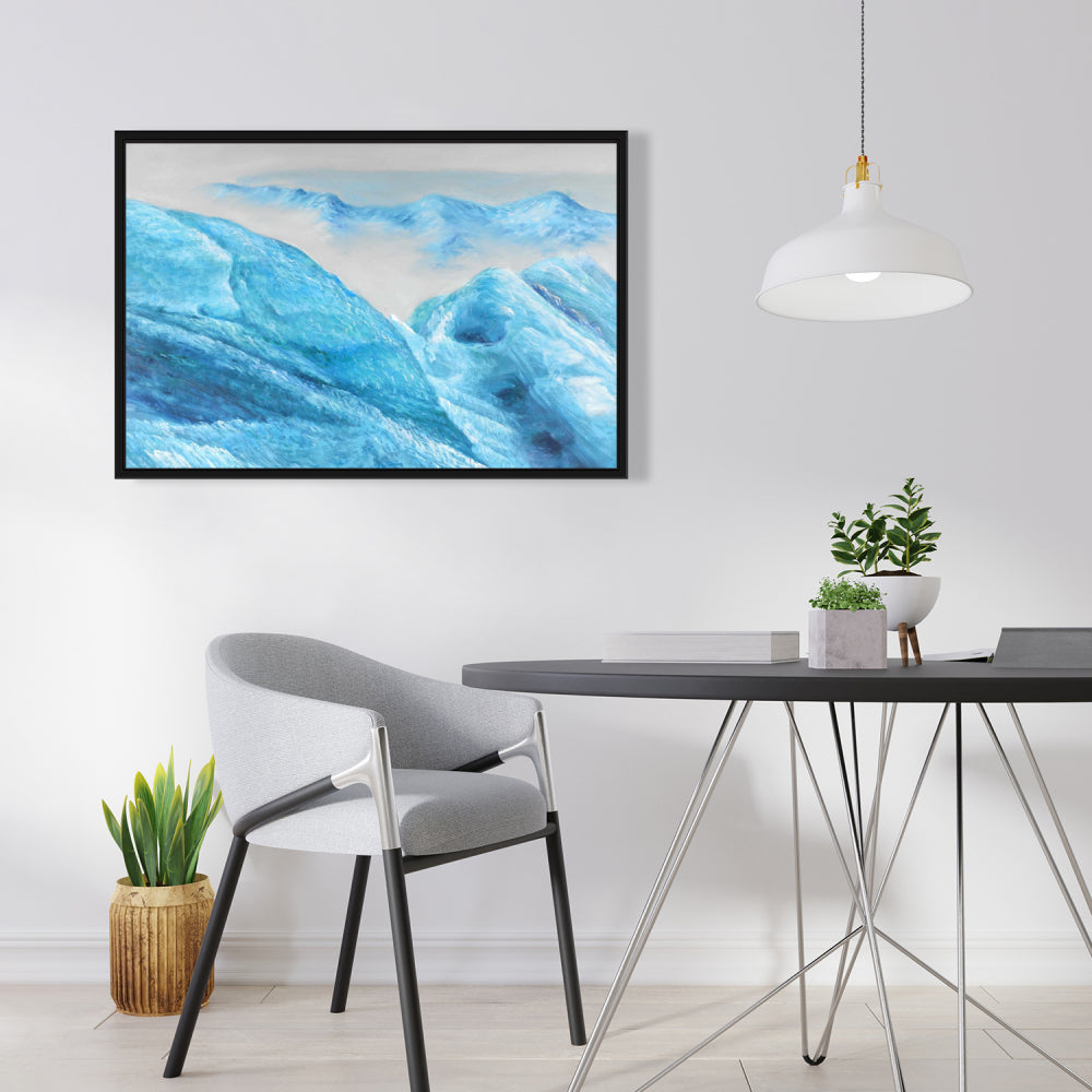 Blue Coastal Canvas | Icebergs Framed Art for Home Decor