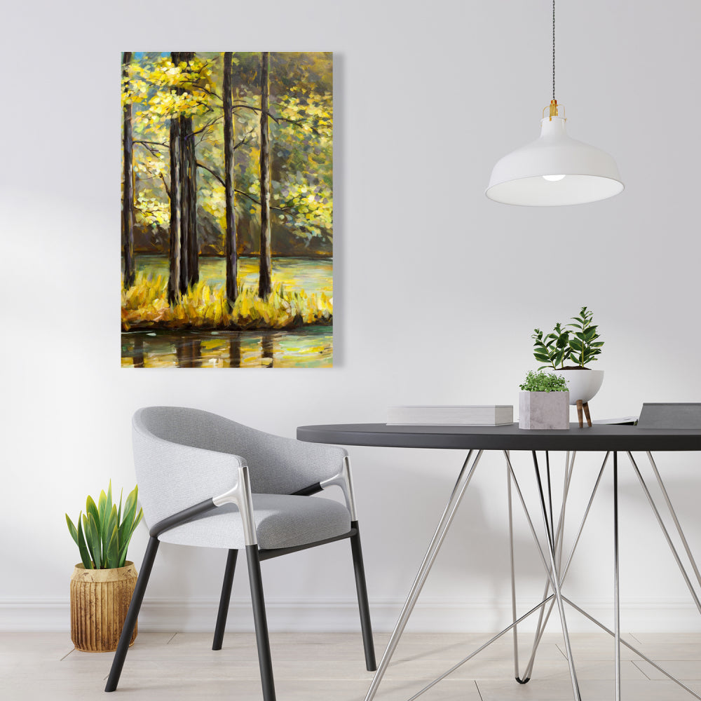 Trees in Lake Canvas - Contemporary Home Decor Art