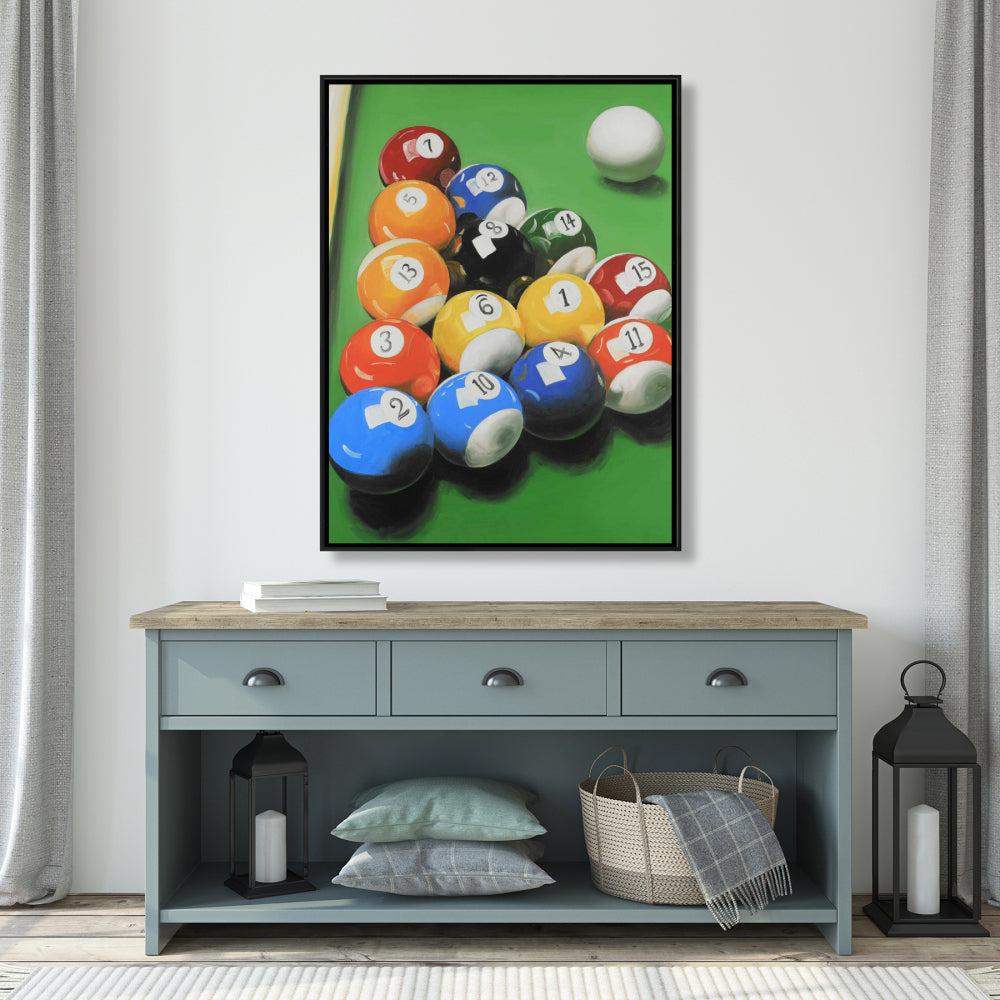 Pool Table Canvas - Hyperrealist Man Cave Decor | Framed Art