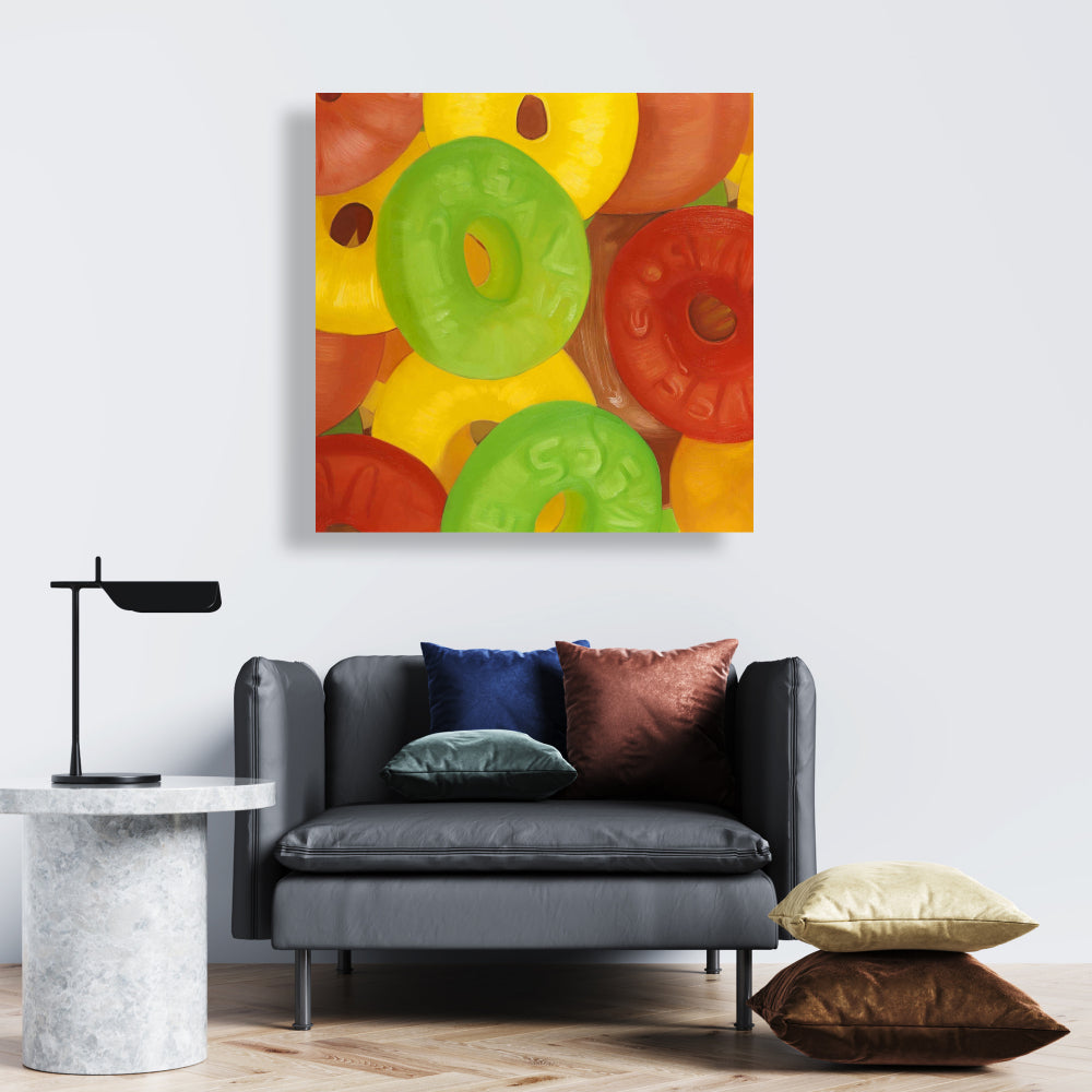 Colorful Jujubes Canvas | Hyperrealist Food Art for Home Decor