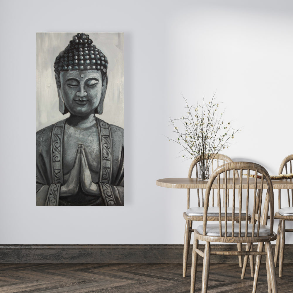 Asian Bedroom Gray Canvas Buddha - Home Decor Wall Art