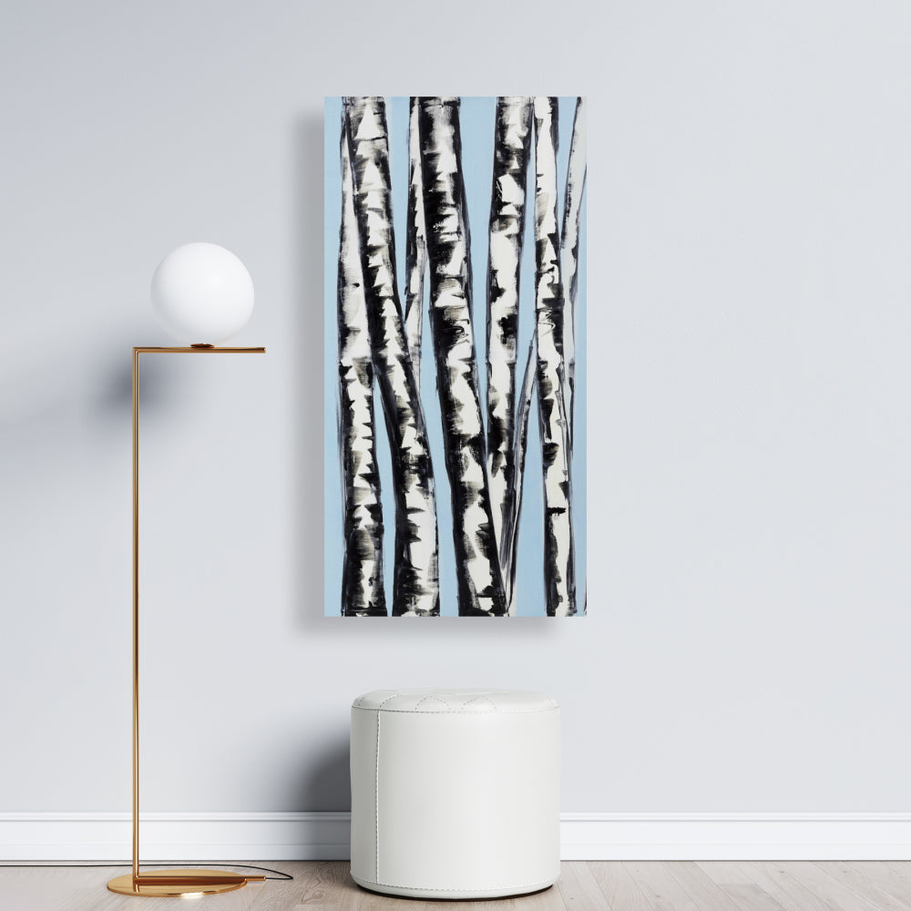 Pastel Birches Blue Bedroom Canvas - Home Decor Wall Art