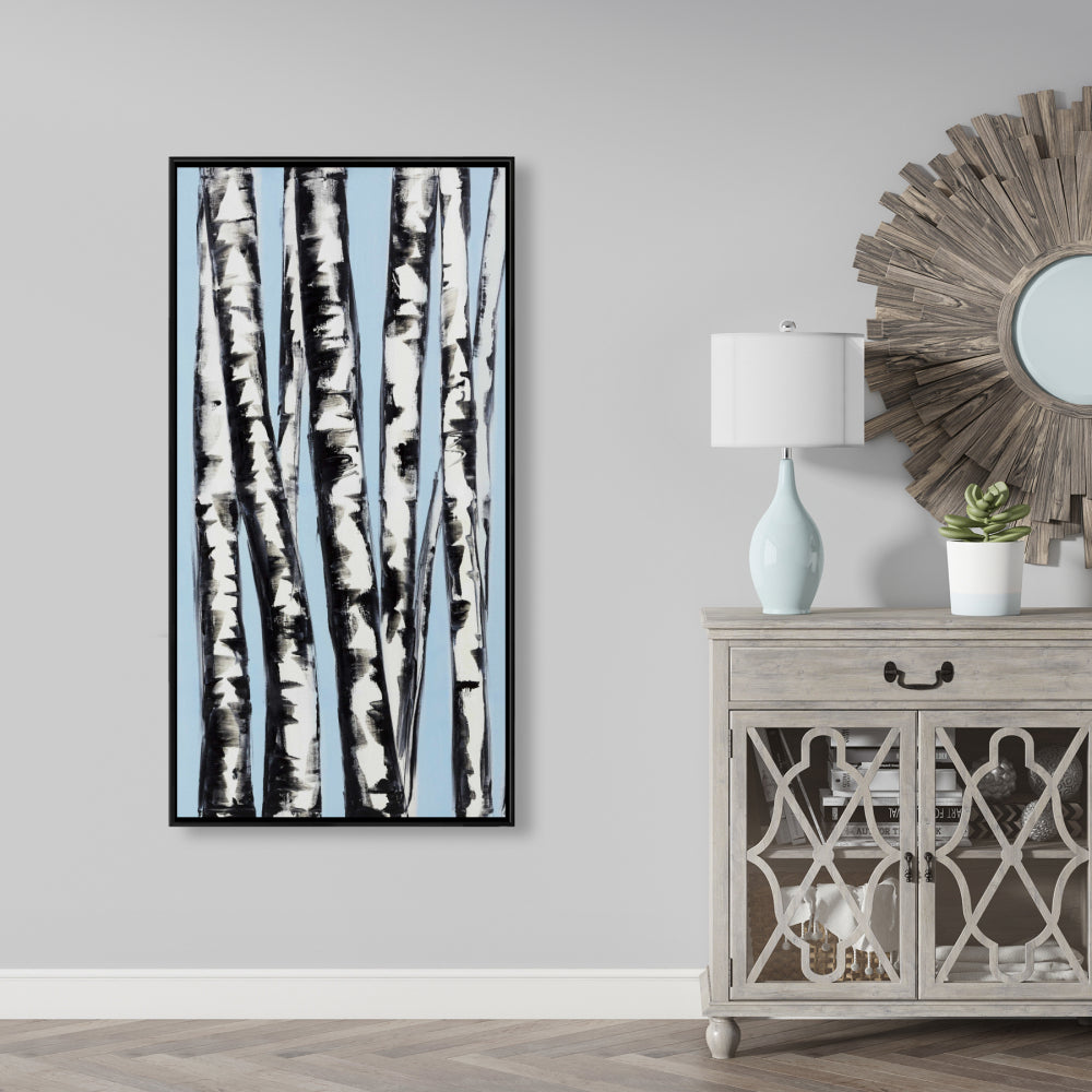 Bedroom Blue Landscapes Canvas | Pastel Birches Wall Art