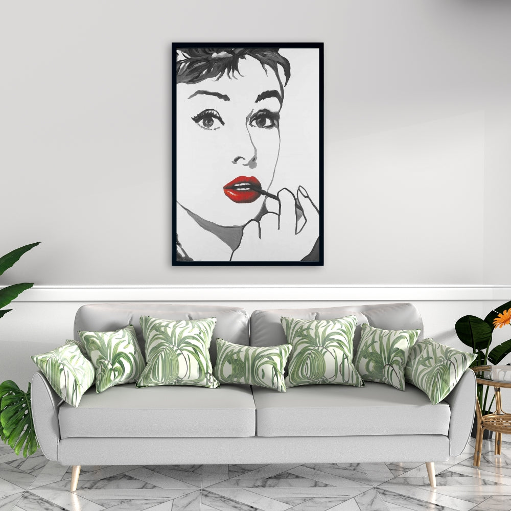 Toile Audrey Hepburn Outline | Décoration de chambre encadrée