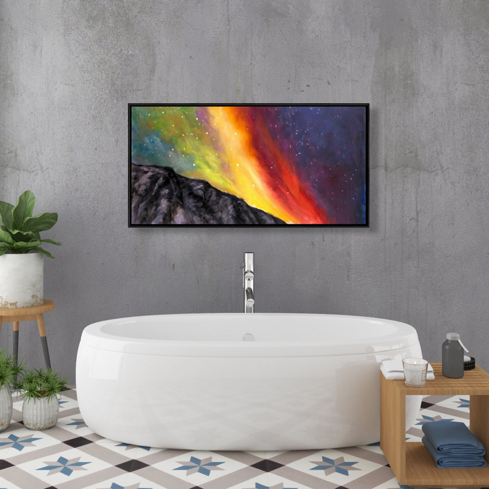 Aurora Borealis Mountains Canvas | Bedroom Decor Framed Art