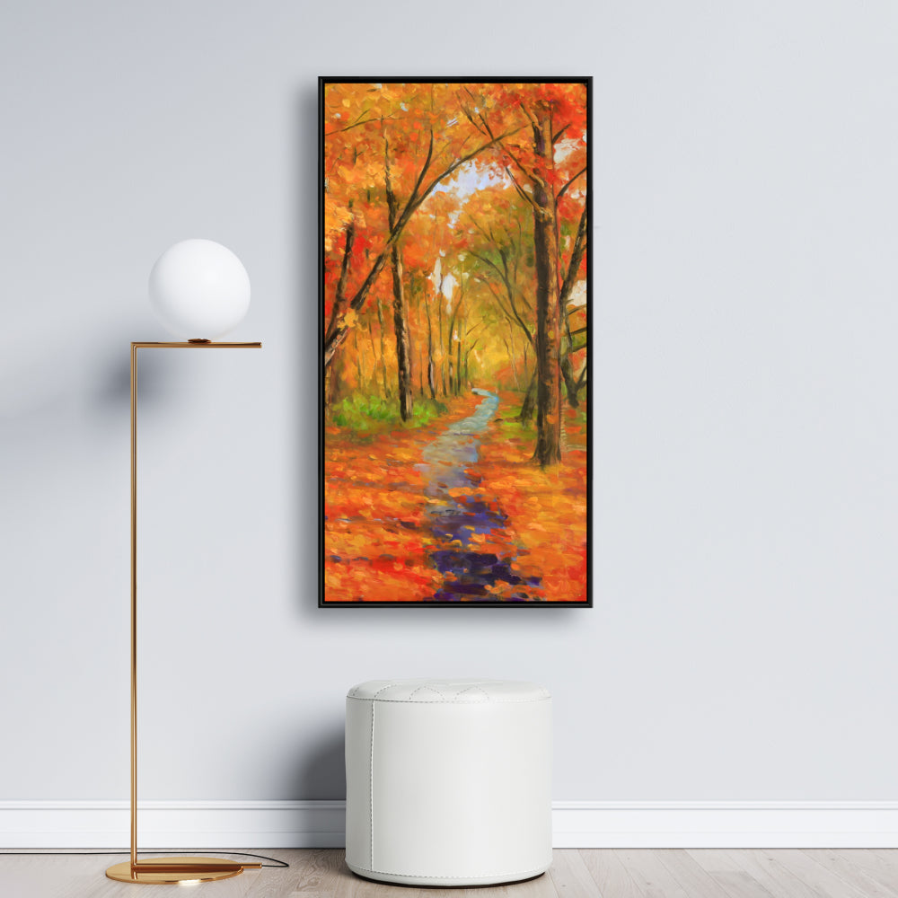Autumn Trail in Forest Canvas | Trees Contemporary Home Decor