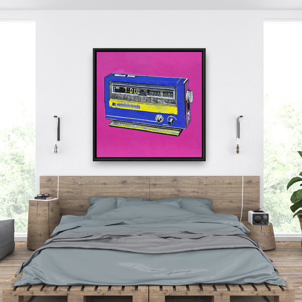 Retro Radio Alarm Canvas | Musical Bedroom Decor Art