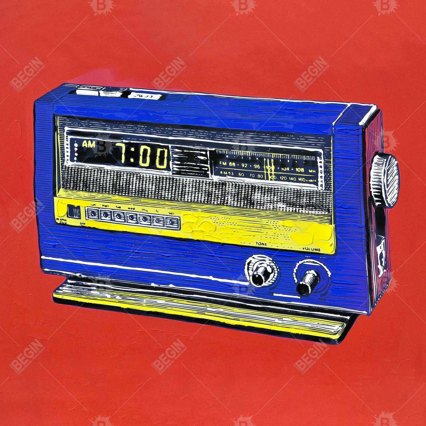 Retro Radio Alarm | Framed Canvas | Home Decor Wall Art