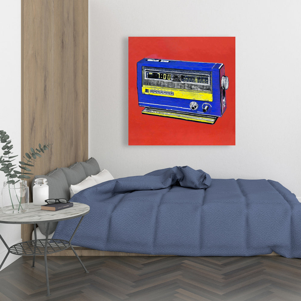 Retro Radio Alarm | Blue Canvas | Contemporary Bedroom Decor
