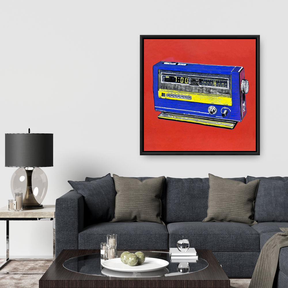 Retro Radio Alarm | Framed Canvas | Home Decor Wall Art
