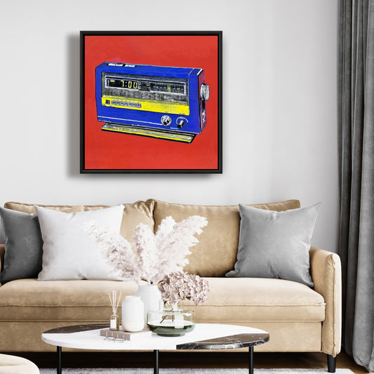Retro Radio Alarm | Framed Canvas | Home Decor Wall Art
