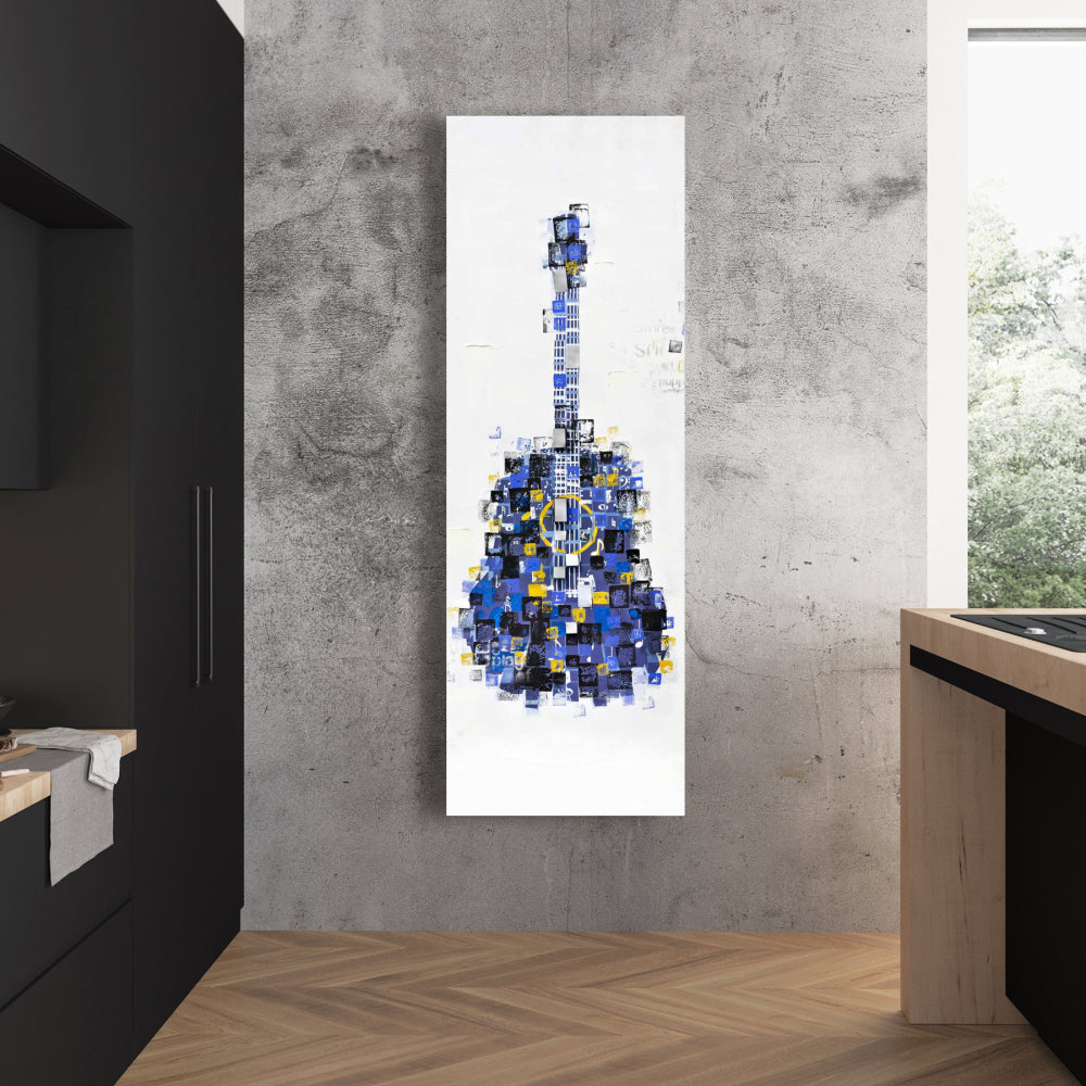 Abstract Guitar Canvas | Blue Art for Home Decor