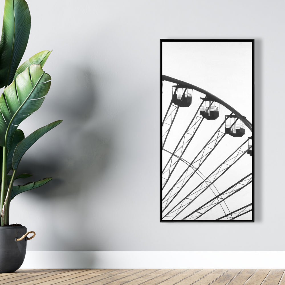 White Framed Canvas - Quarter of a Ferris Wheel - Bedroom Decor