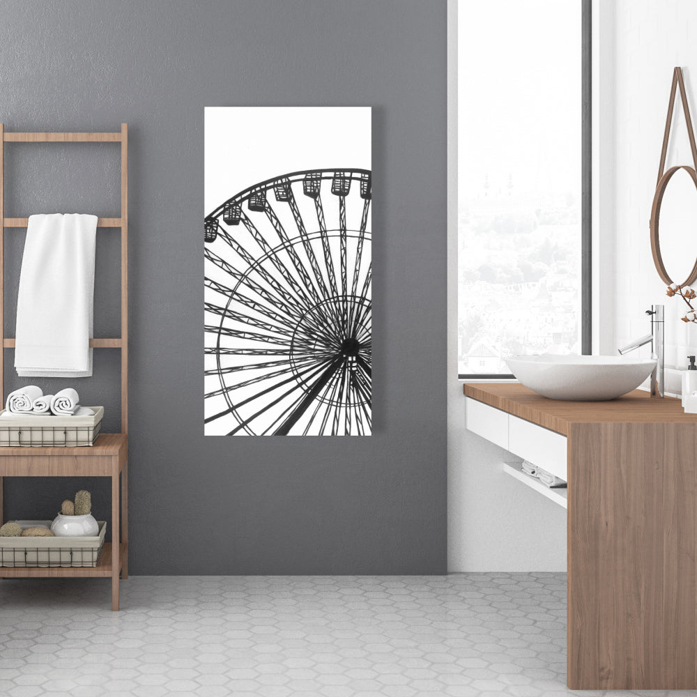 Monochrome Ferris Wheel Canvas | Architecture Home Decor
