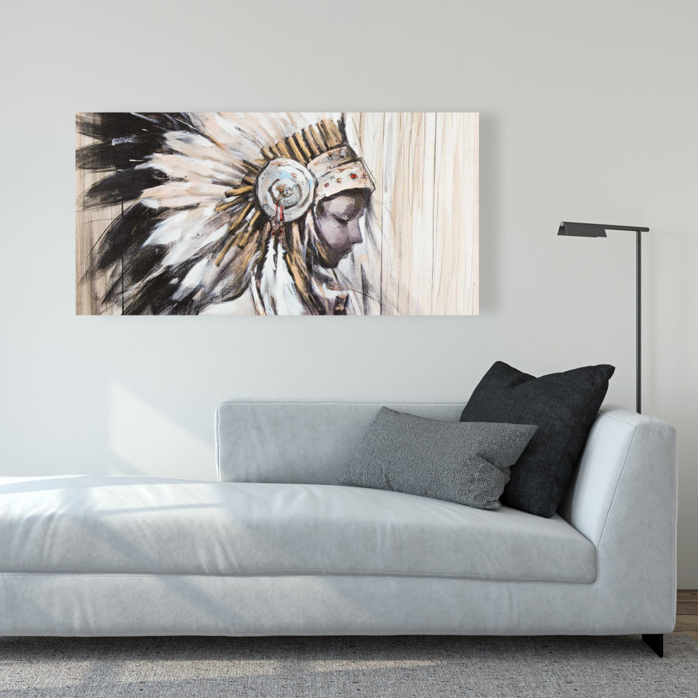 Indian Headdress Chief Canvas | Spiritual Bedroom Wall Decor