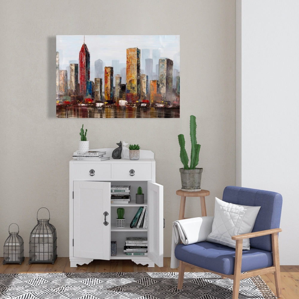 Rust Looking City Canvas | Urban Bedroom Wall Art Decor