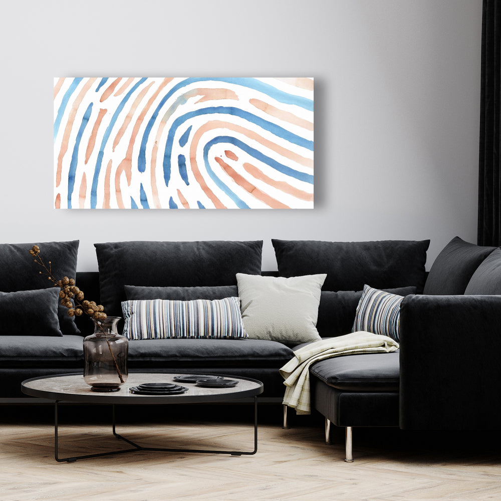 Blue Bedroom Canvas Art - Footprint Illustration Home Decor