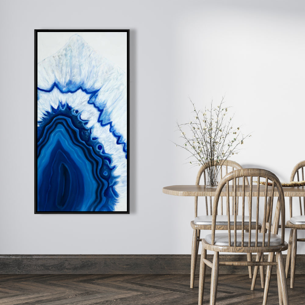 Agate Geode Slice Framed Canvas - Blue Object Bedroom Decor