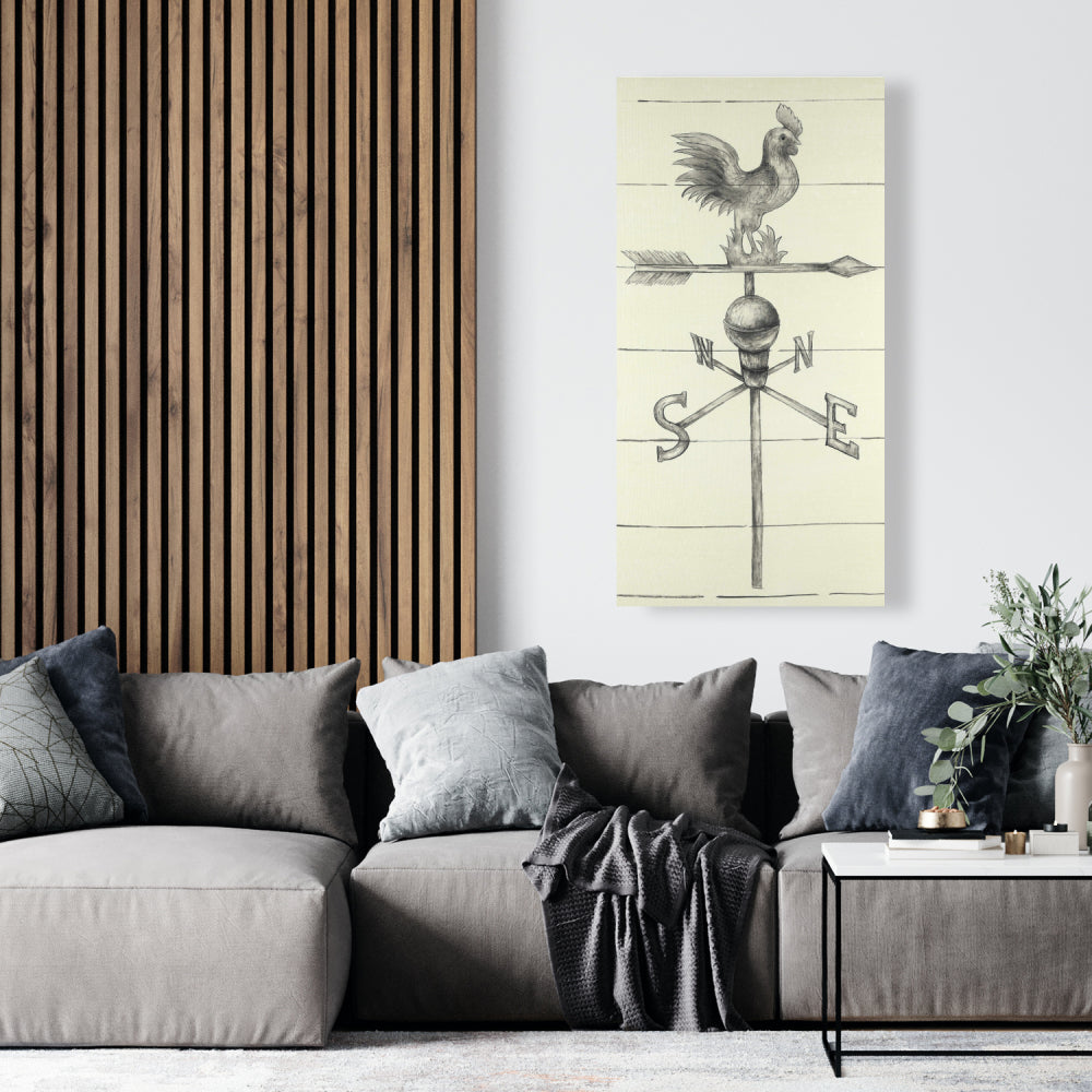 Vintage Weathervane Farm Animals Rustic Gray Canvas Decor