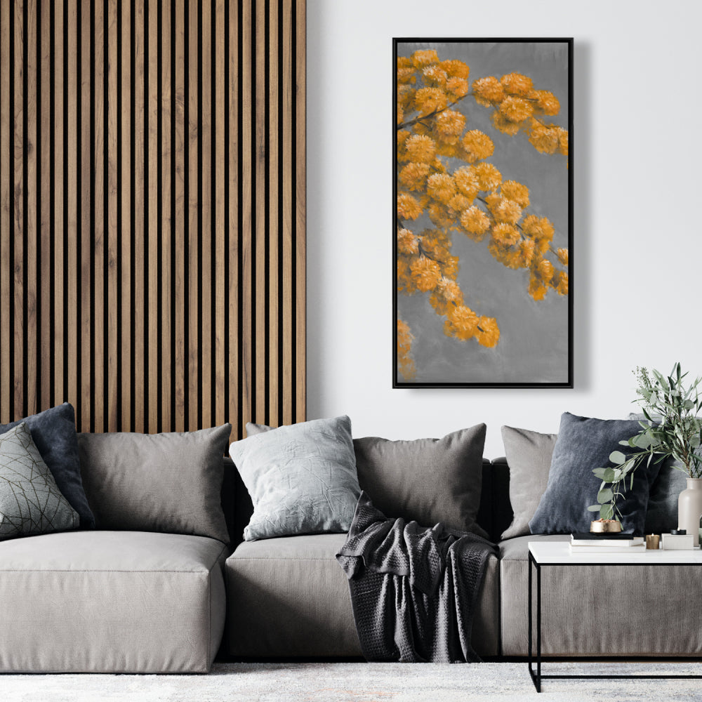 Golden Wattle Plant Gray Framed Canvas | Home Decor Art