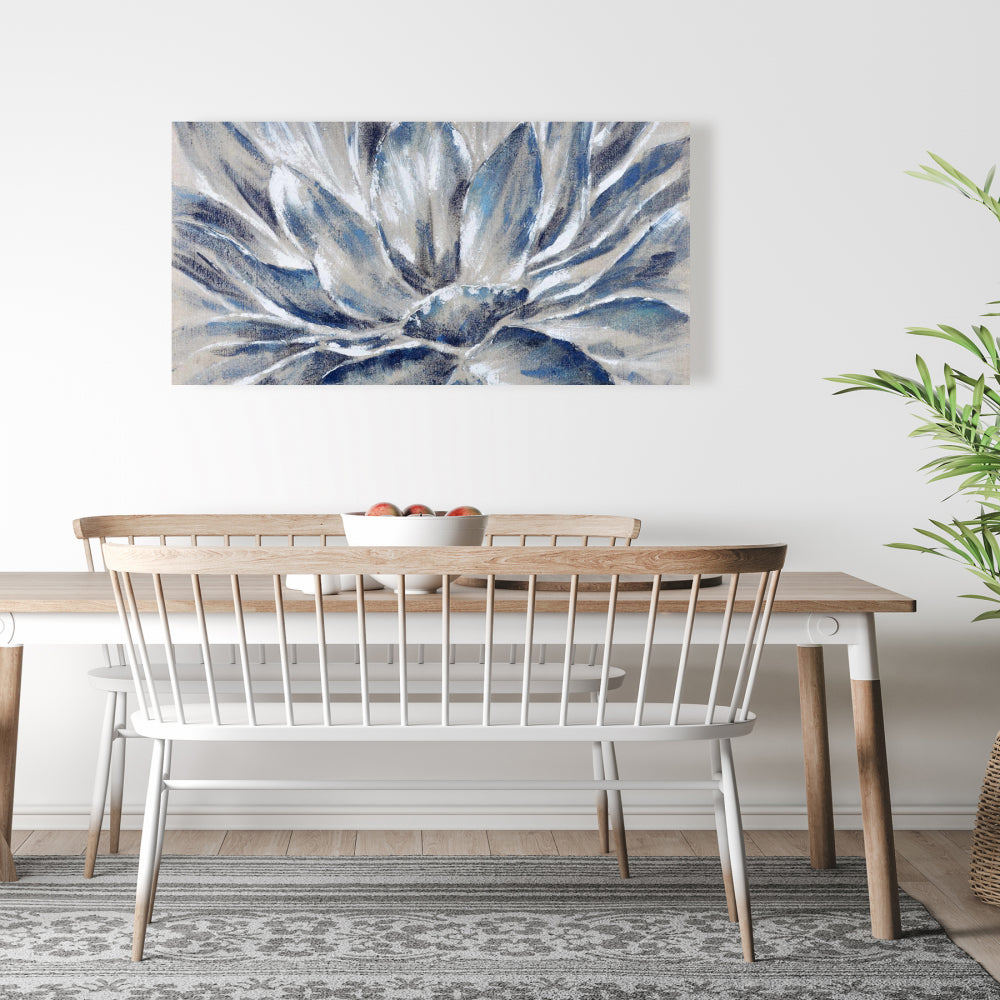 Toile à fleurs bleues et grises | Décoration botanique pour la maison