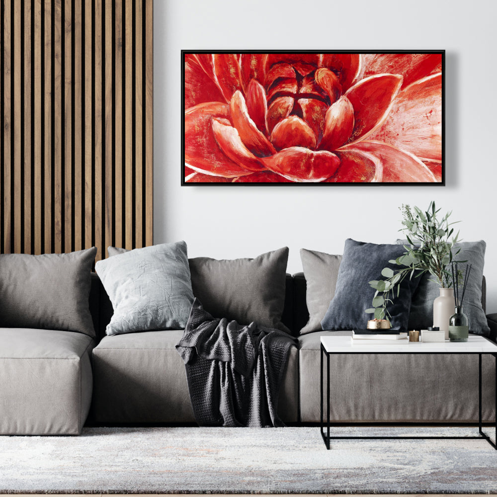 Red Chrysanthemum Canvas | Modern Botanical Wall Art Decor