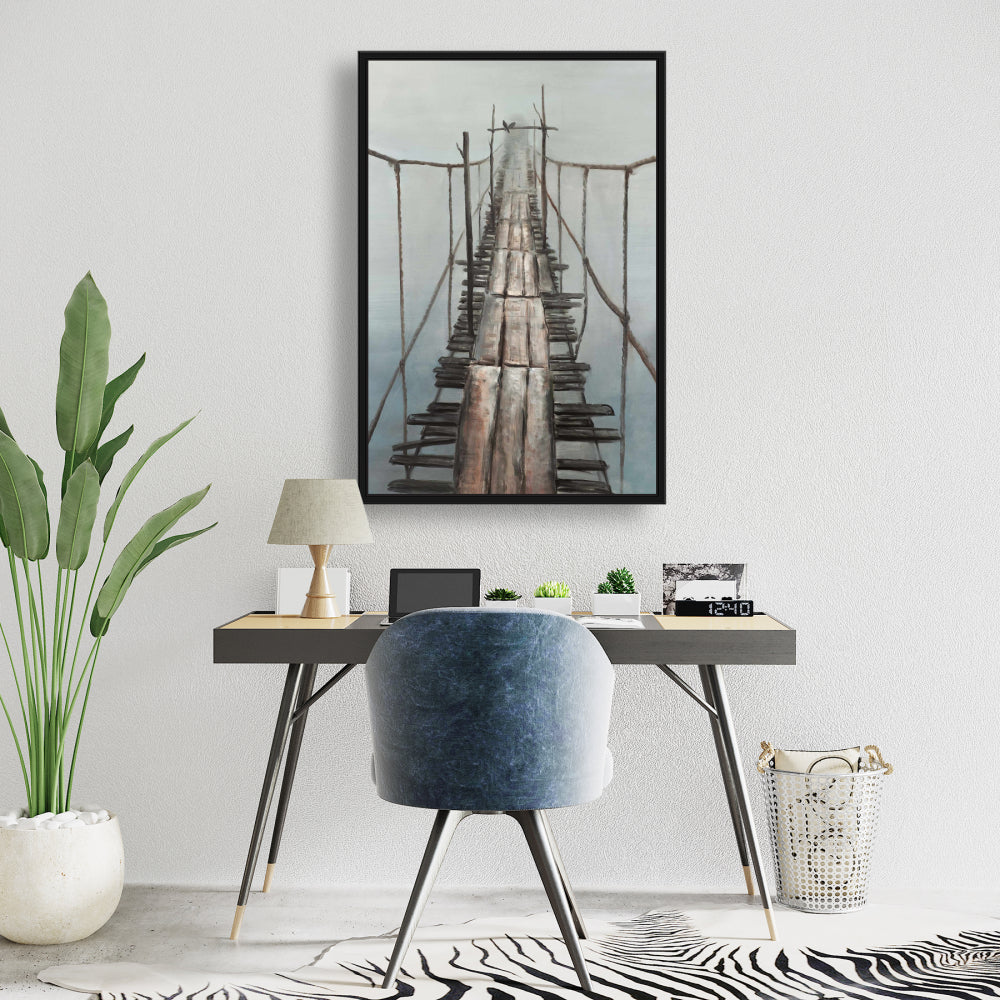 Old Abandoned Bridge Framed Canvas - Scenic Bedroom Decor