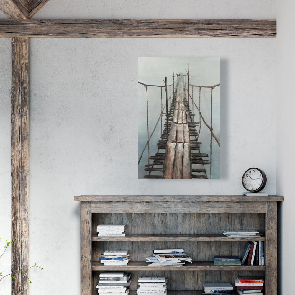 Old Abandoned Bridge Brown Canvas | Bedroom Wall Art Decor