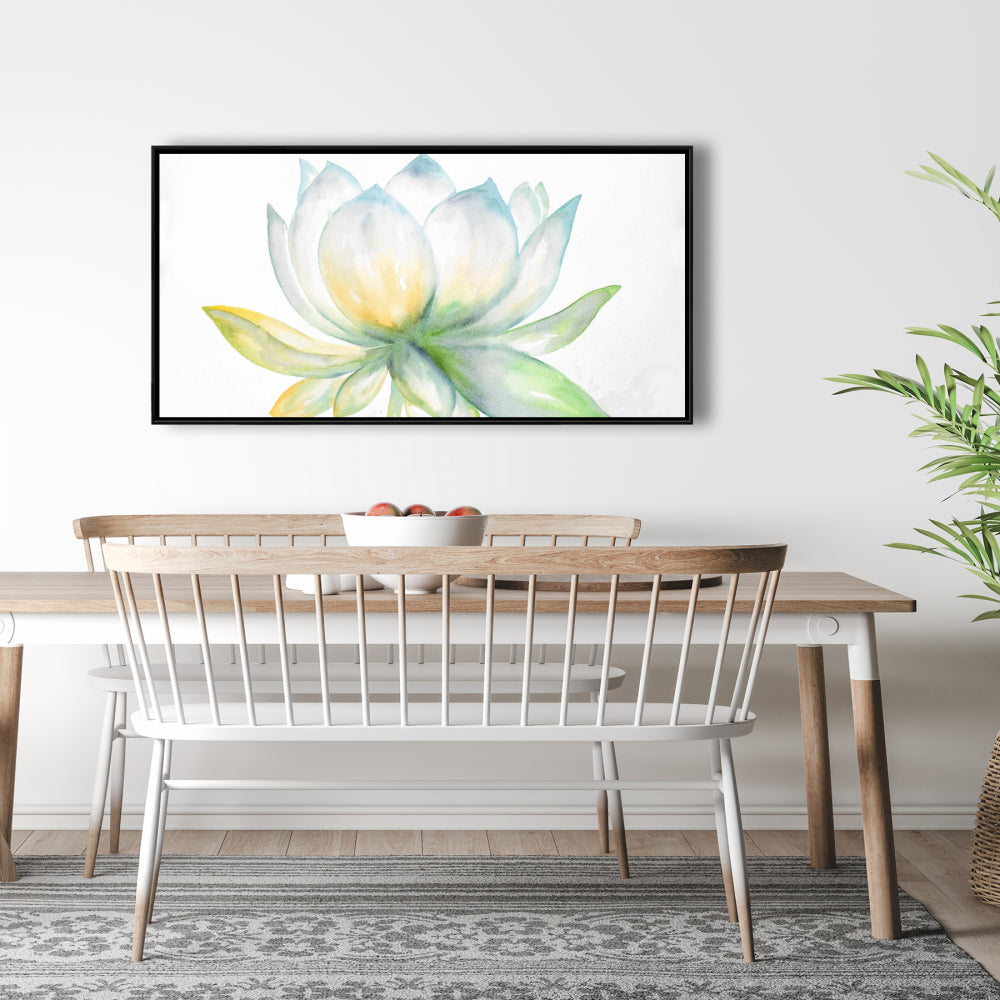 Toile encadrée Fleur de lotus botanique bleue | Décoration d'intérieur