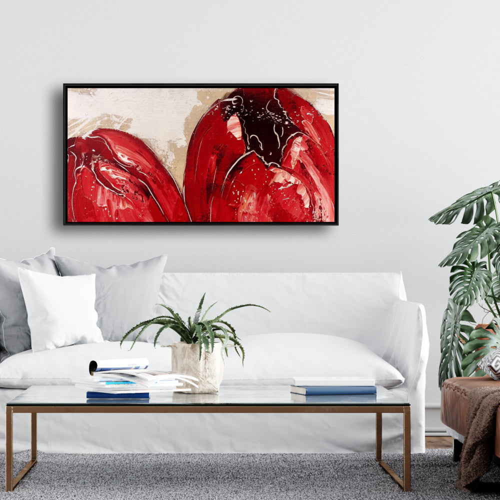 Toile « Deux tulipes rouges » - Décoration murale pour chambre à coucher