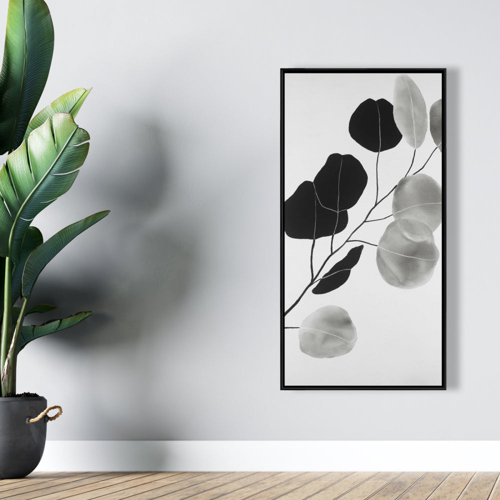 Minimalist Grayscale Branch Canvas | Botanical Home Decor