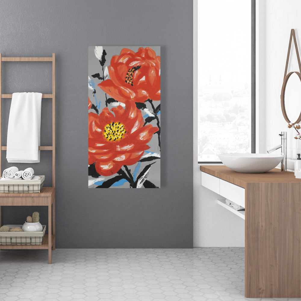 Three Pink Flowers Canvas - Botanical Floral Home Decor Art