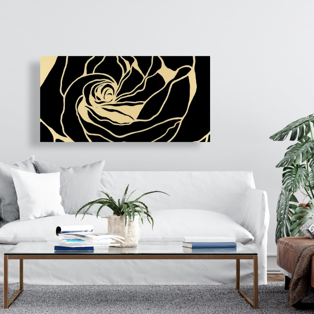 Silhouette of a Rose | Black Floral Canvas for Bedroom Decor