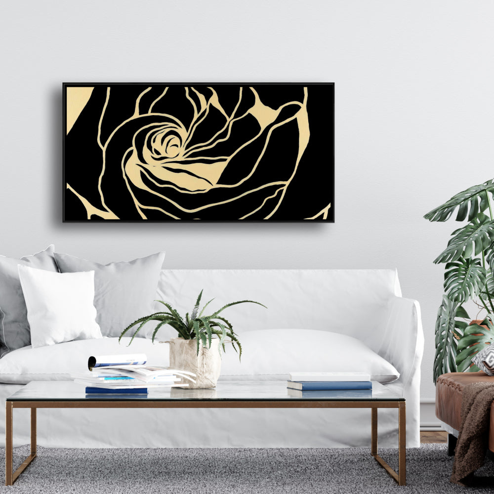Silhouette d'une rose - Décoration sur toile encadrée à motif floral rétro