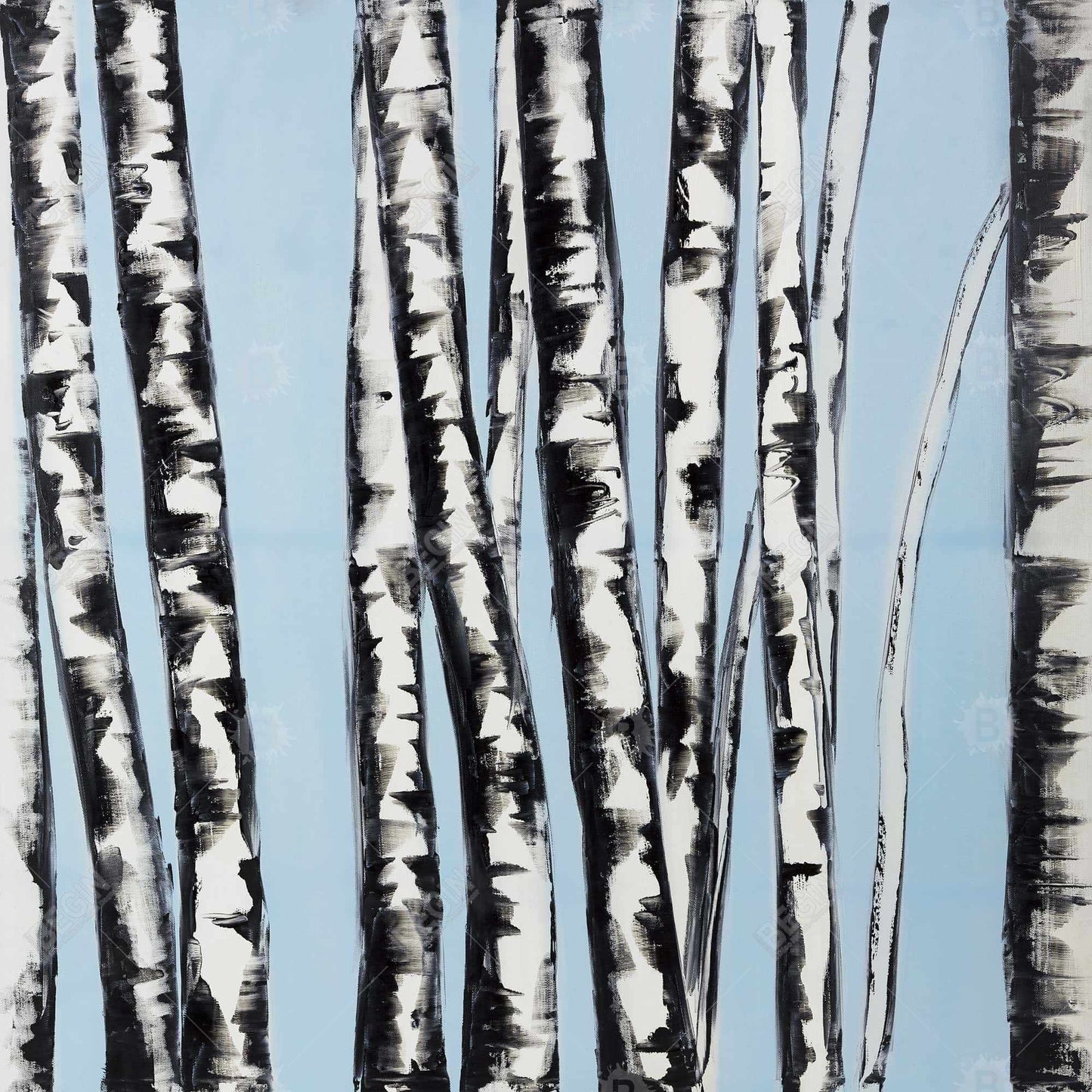 Bedroom Blue Landscapes Canvas | Pastel Birches Wall Art