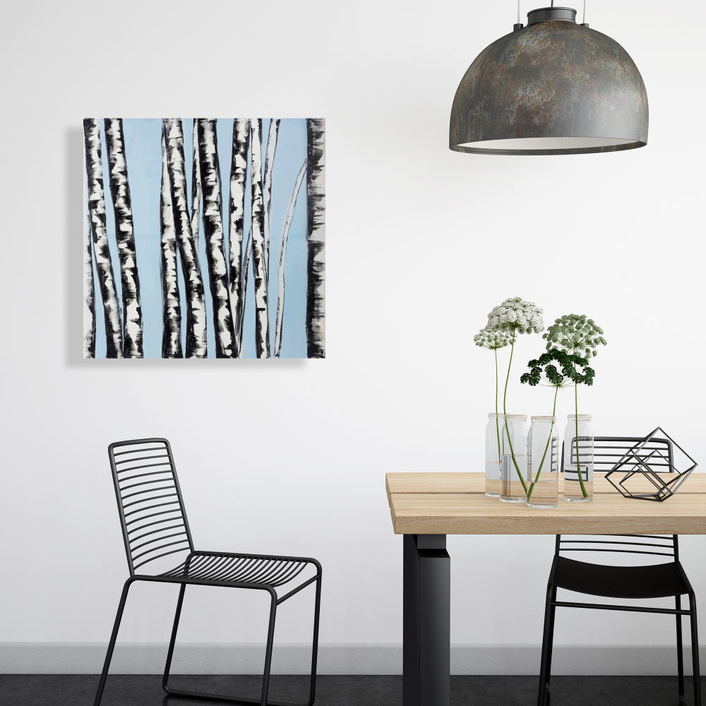 Pastel Birches Blue Bedroom Canvas - Home Decor Wall Art