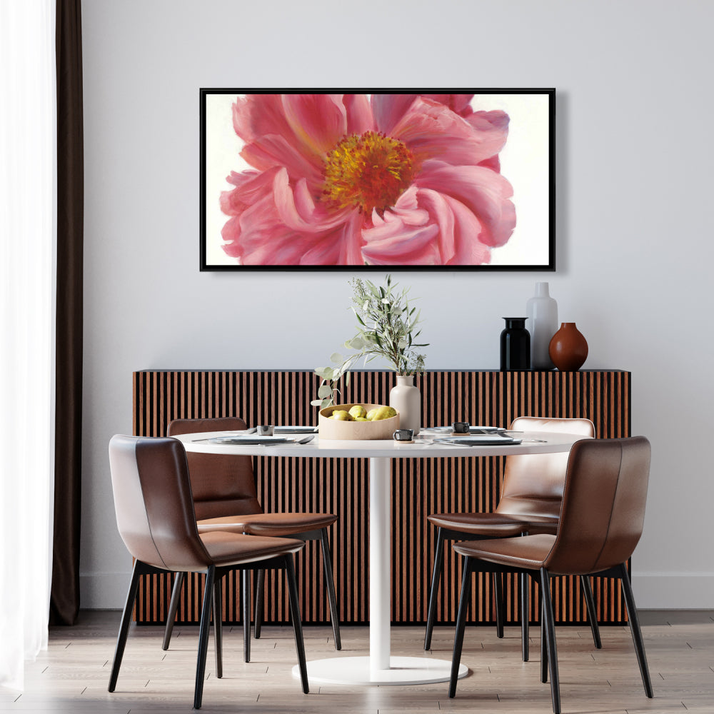 Pink Peony Flower Canvas | Botanical Home Decor - Framed Art