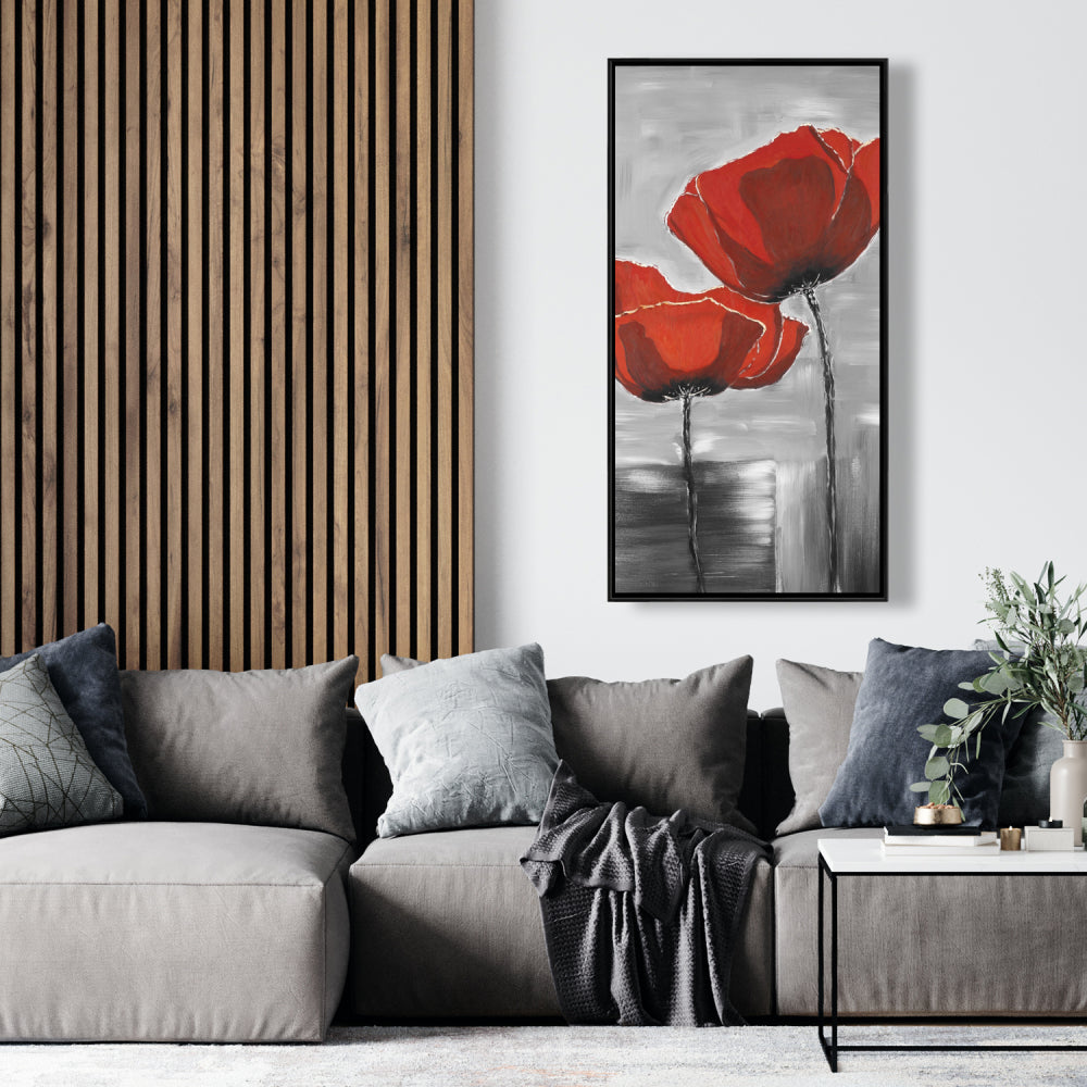Two Red Flowers Canvas | Botanical Floral Home Decor Art