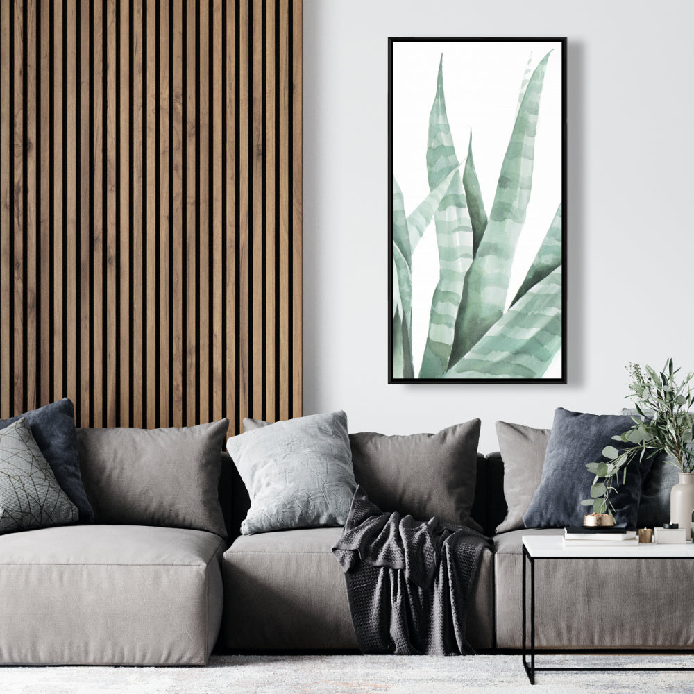 White Botanical Exotic Framed Canvas - Watercolor Desert Plant