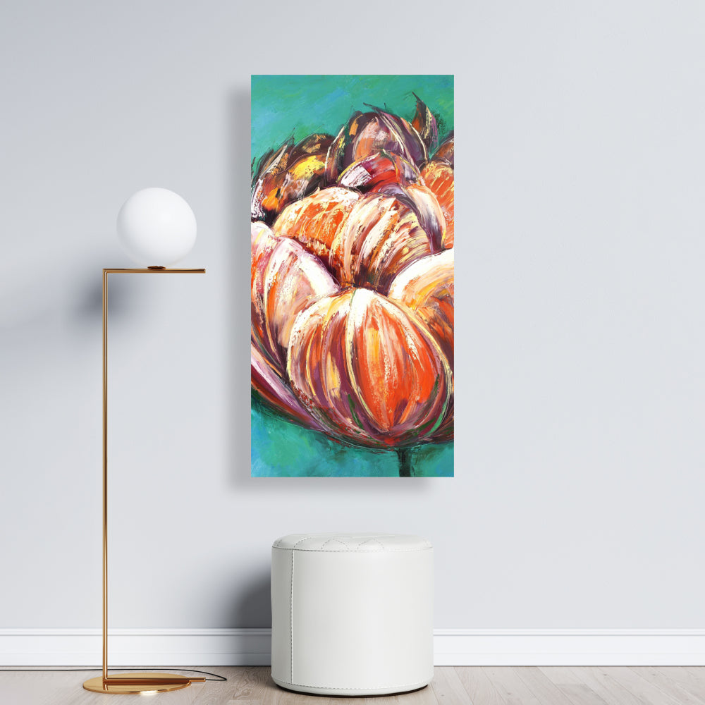 Abstract Double Tulips Flower Canvas | Orange Wall Art Decor